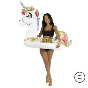 PoolCandy Rainbow Unicorn Glitter Pool Float Tube New